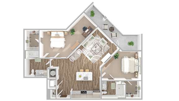 2 bed 2 bath A at The Linden Apartments, Davidson, North Carolina
