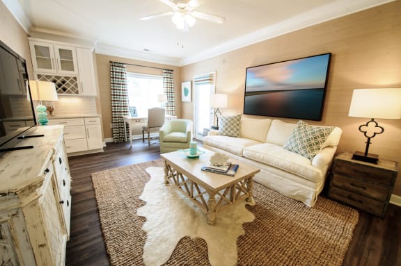 Living Area Interior at The Reserve at Mayfaire Apartments, Wilmington, NC