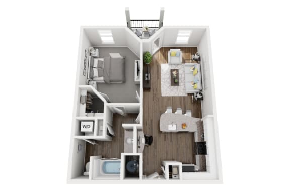 1 Bed 1 Bath 758 sf Franklin Renovated Floor Plan at Two Addison Place, Pooler
