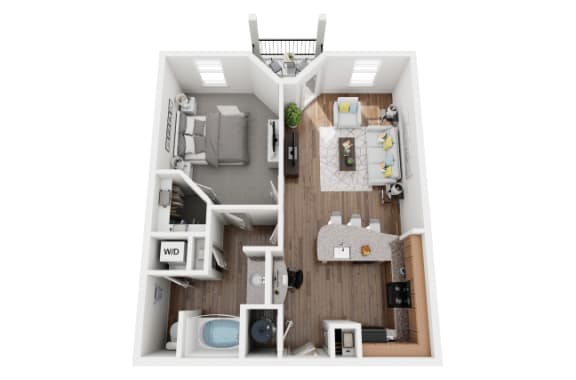1 Bed 1 Bath 758 sf Franklin Floor Plan at Two Addison Place, Pooler, 31322