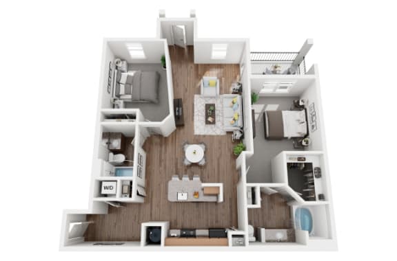 2 Bed 2 Bath 1294 sf Layfayette Floor Plan at Two Addison Place, Pooler, Georgia
