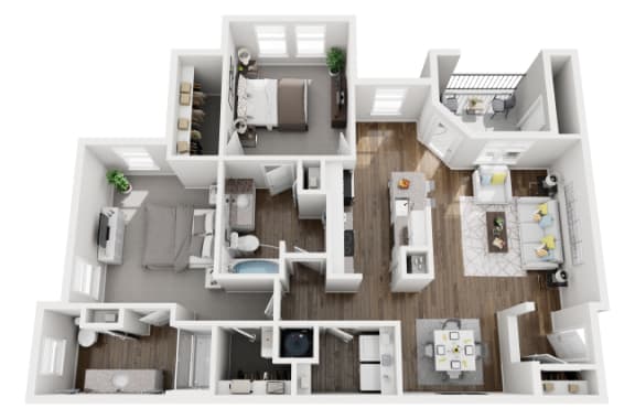 2 Bed 2 Bath 1290 sf Madsion Renovated Floor Plan at Two Addison Place, Pooler, 31322, Georgia