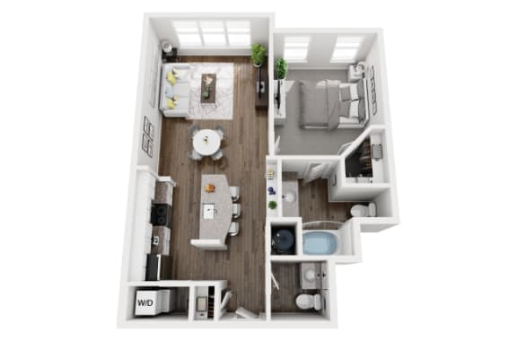 1 Bed 1 Bath 744 sf Orleans Renovated Floor Plan at Two Addison Place, Pooler, Georgia