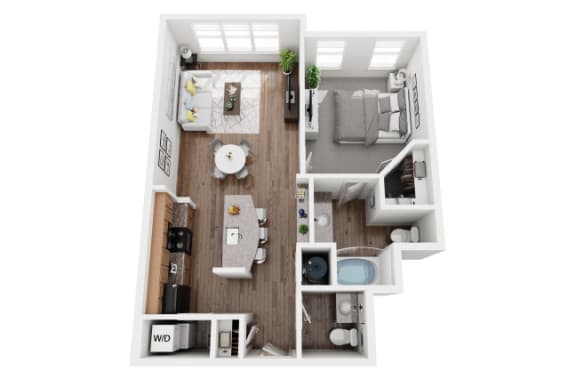 1 Bed 1 Bath 744 sf Orleans Floor Plan at Two Addison Place, Pooler, 31322, Georgia