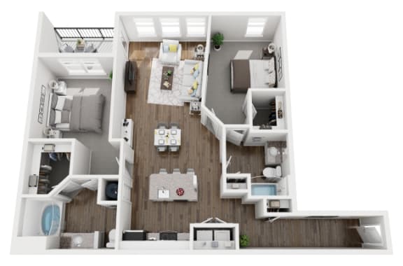 2 Bed 2 Bath 1279 sf Troup Renovated Floor Plan at Two Addison Place, Pooler, 31322, Georgia