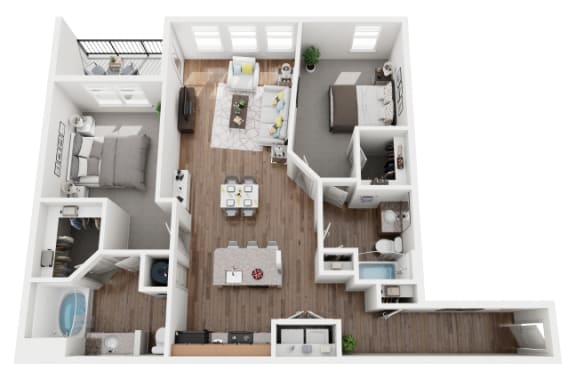 2 Bed 2 Bath 1279 sf Troup Floor Plan at Two Addison Place, 31322, Georgia