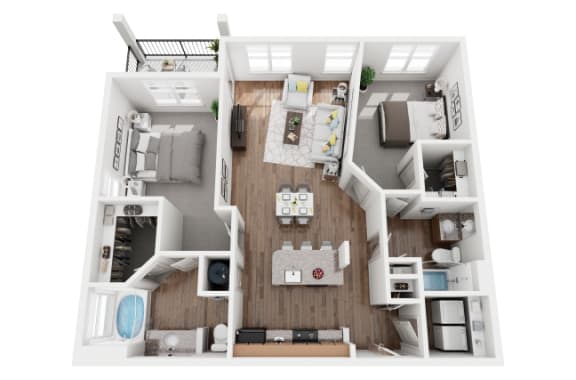 2 Bed 2 Bath 1160 sf Warren Floor Plan at Two Addison Place, Pooler, Georgia