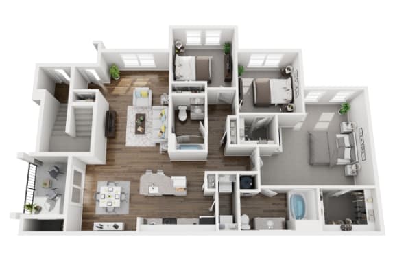 3 Bed 2 Bath 1562 sf Washington Renovated Floor Plan at Two Addison Place, Pooler, 31322, GA