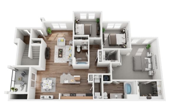 3 Bed 3 Bath 1562 sf Washington Floor Plan at Two Addison Place, Pooler