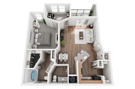 1 Bed 1 Bath 1038 sf Wright Floor Plan at Two Addison Place, Pooler, GA