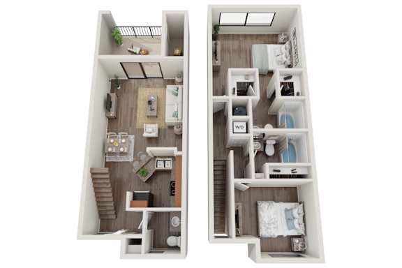 2 Bedroom 2.5 Renovated Bathroom Floorplan at Waterview at Coconut Creek, Florida