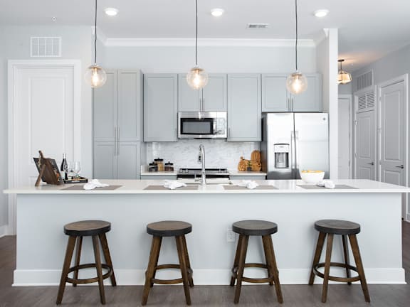 Gourmet Kitchen With Island at The Apartments at St. Marys, Raleigh, North Carolina