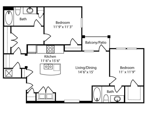 a floor plan of a house with bedrooms and a living room