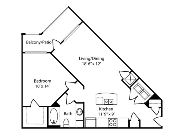a floor plan of a house with a bedroom and a living room