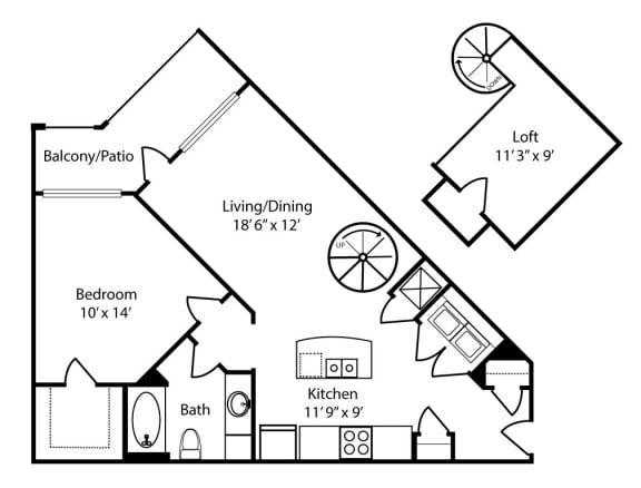 a floor plan of a house with two bedrooms and a living room