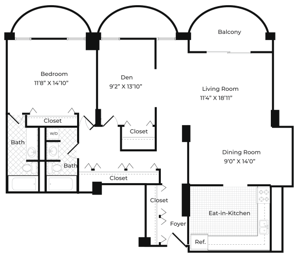 a floor plan of a house with bedrooms and a living room and a dining room