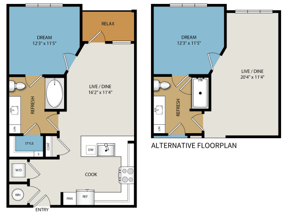 San Antonio 1 Bedroom Apartments | Floor Plan A1 | Tin Top