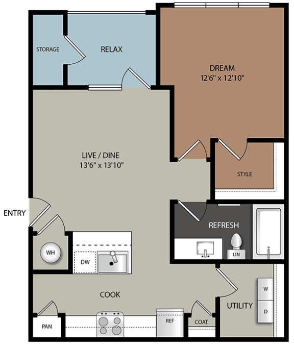A1 Floor Plan Layout at Ironridge's Apartments in San Antonio, TX