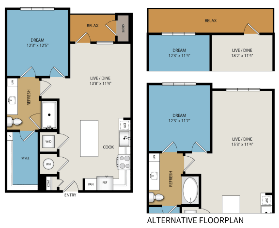 One Bedroom Apartments San Antonio | Floor Plan A2 | Tin Top