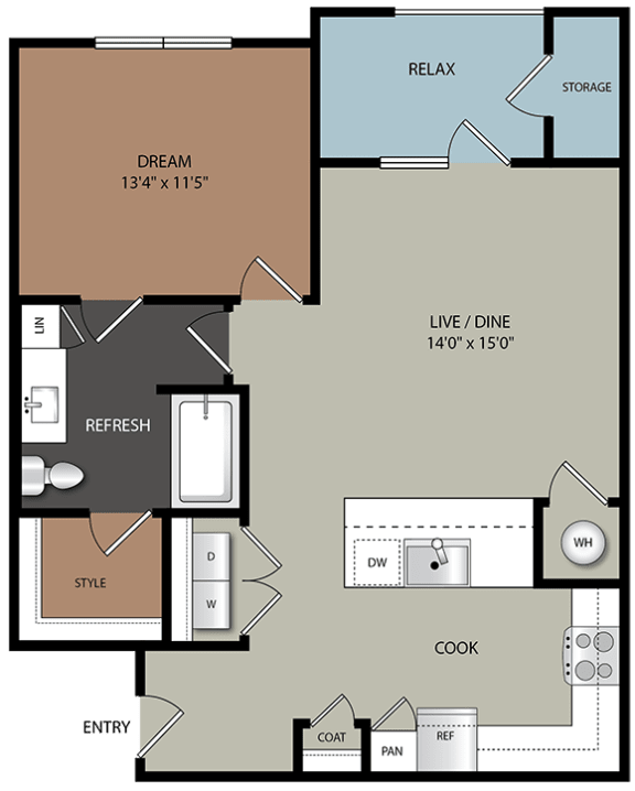 A2 Floor Plan Layout at Ironridge's Apartments in San Antonio, TX