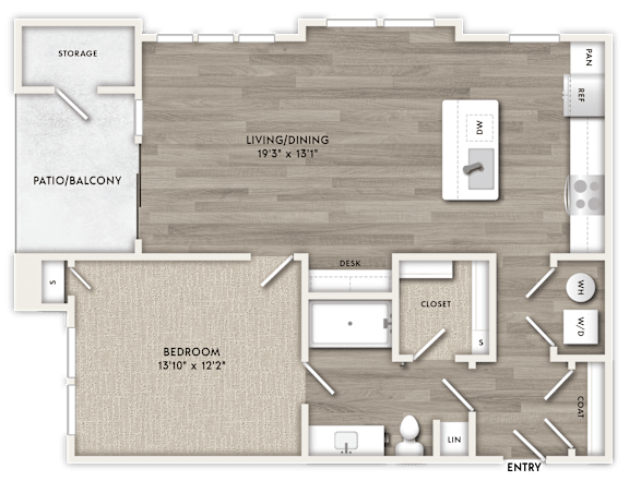 A floor plan of a house with a living room, dining room, bedroom, and bathroom.