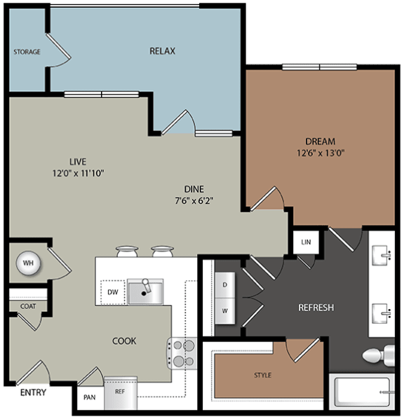 A3 Floor Plan Layout at Ironridge's Apartments in San Antonio, TX