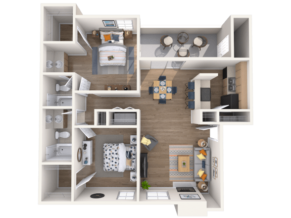 2 bedroom 2 bathroom floor plan Cat Arboretum Oaks, Austin