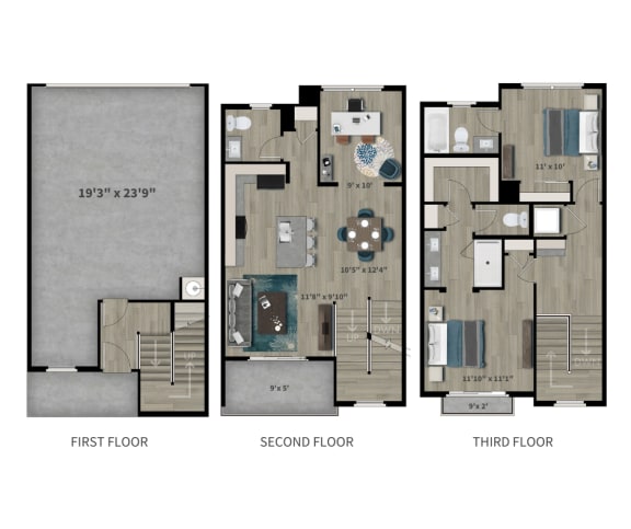  Floor Plan B1 - 2 Bedroom with Den