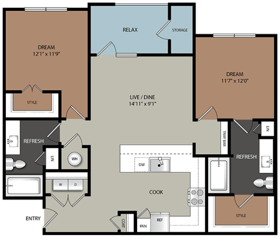 B1 Floor Plan Layout at Ironridge's Apartments in San Antonio, TX