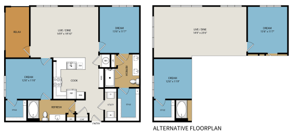 San Antonio 2 Bedroom Apartments | Floor Plan B2 | Tin Top