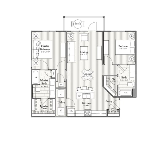 Two Bedroom, Two Bath