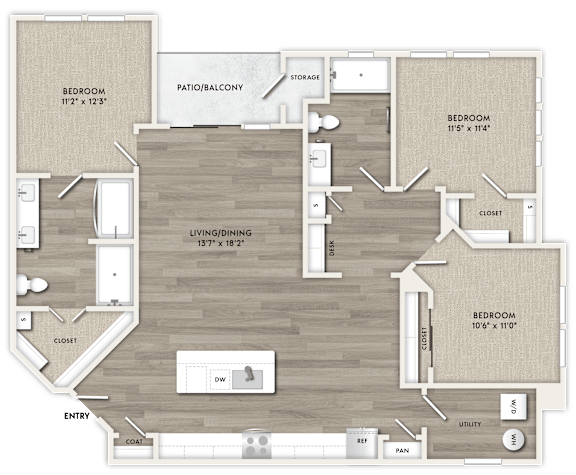 A floor plan of a house with labeled rooms and dimensions.