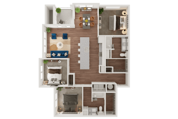 An Example Floor Plan Layout at Ironridge's Apartments in San Antonio