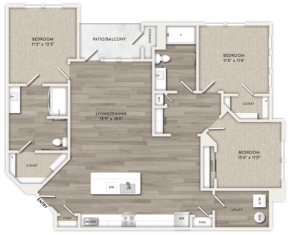 A detailed layout of a house floor plan with labeled rooms and dimensions.