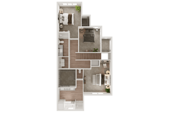 Upper Level Floor Plan Layout at Ironridge's Apartments in San Antonio
