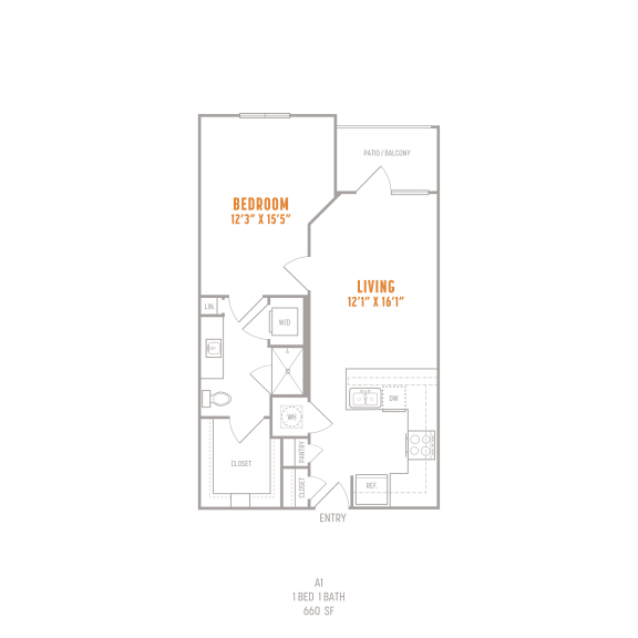 Example Floor Plan for The Cannery at The Packing District's Apartments in Orlando, FL