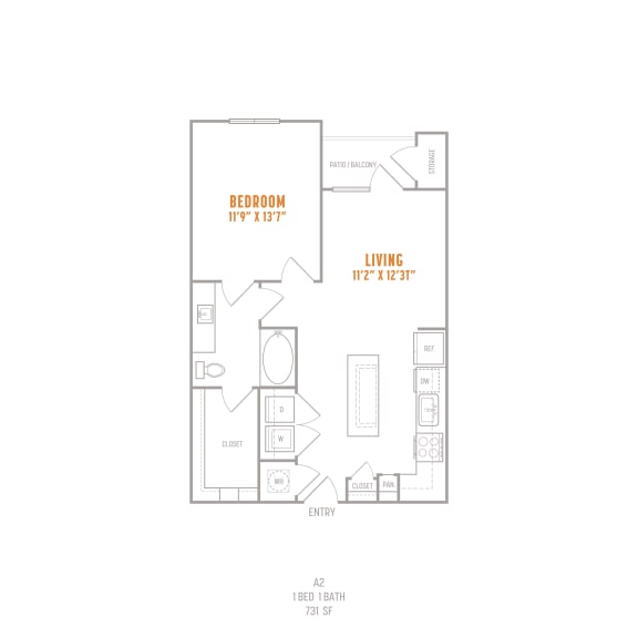 Example Floor Plan for The Cannery at The Packing District's Apartments in Orlando