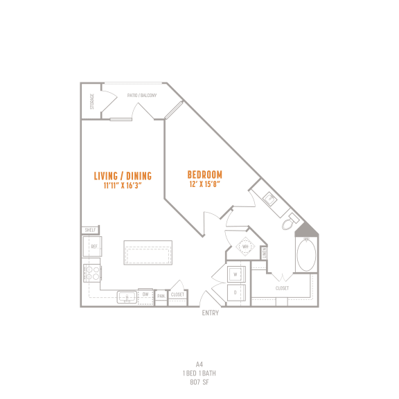 A4 Example Floor Plan for The Cannery at The Packing District's Apartments in Orlando