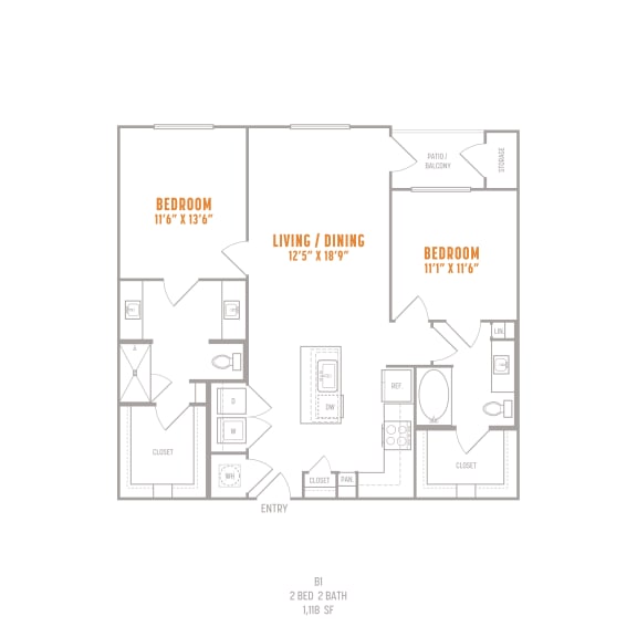 B1 Example Floor Plan for The Cannery at The Packing District's Apartments in Orlando