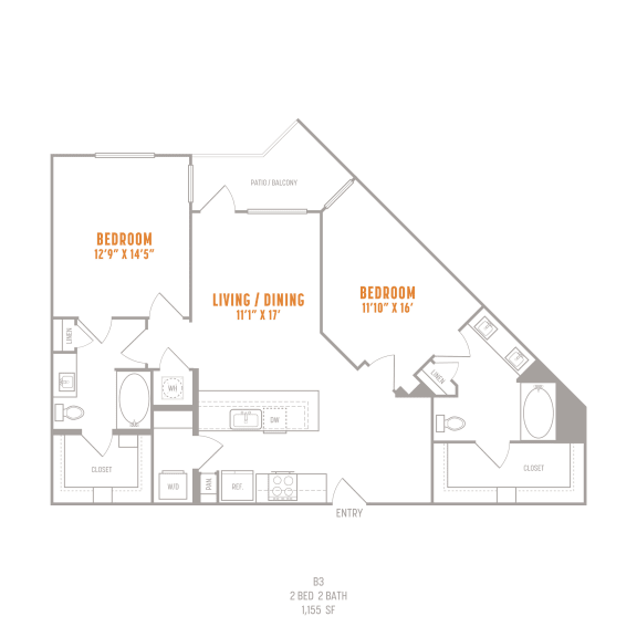 B3 Example Floor Plan for The Cannery at The Packing District's Apartments in Orlando