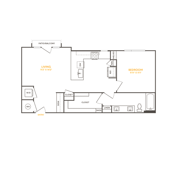 a floor plan of a living room with a bedroom and a kitchen