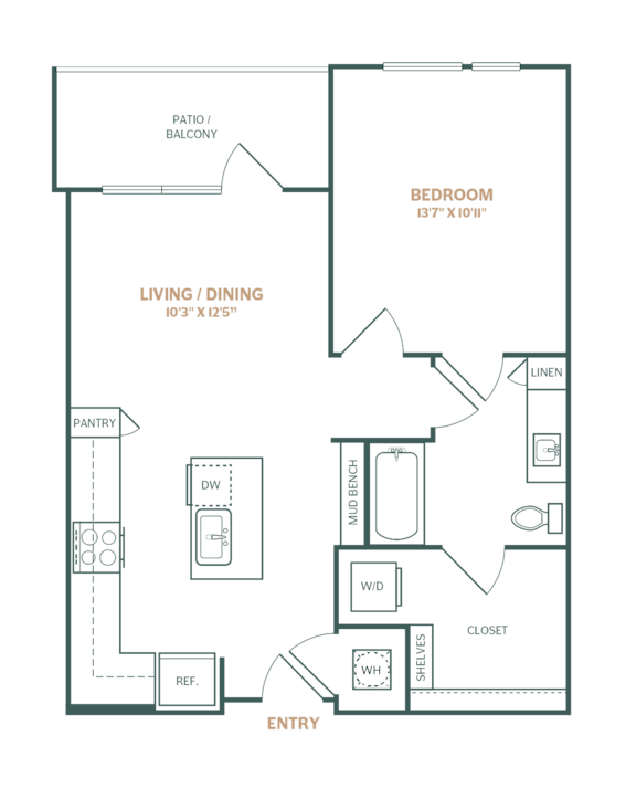 a floor plan of a 1 bedroom floor plan