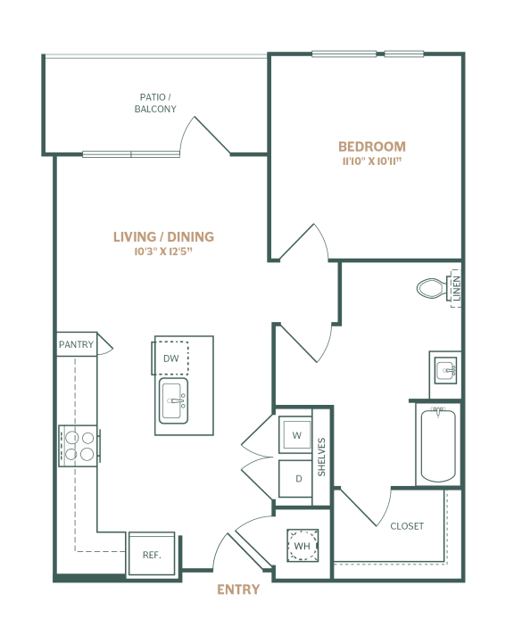 a floor plan of a 1 bedroom floor plan