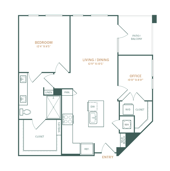 a floor plan of a 1 bedroom floor plan