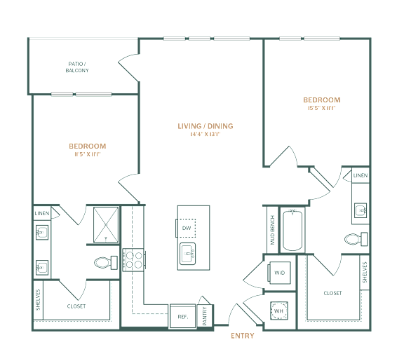 a floor plan of a small apartment with a bedroom and a living room