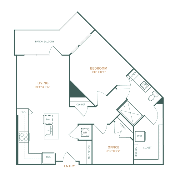 a blueprint of a 1 bedroom floor plan  schematic