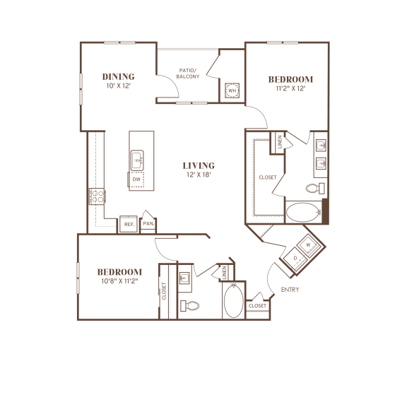 a floor plan of a bedroom apartment