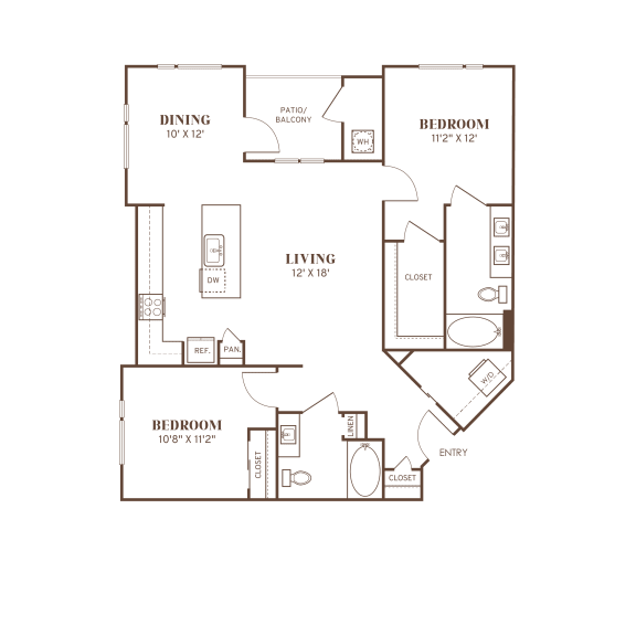 a floor plan of a bedroom apartment