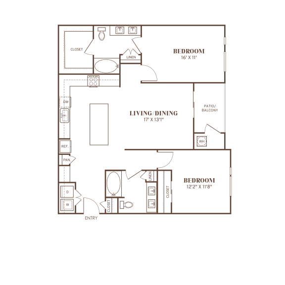 a floor plan of a bedroom apartment