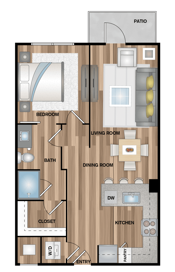 a floor plan of a living room with a bedroom and a dining room